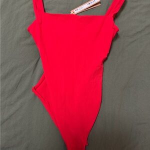 SKIMS Cherry Red Neck Bodysuit